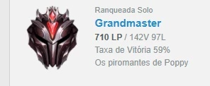 Conta GrãoMestre (700 PDL) SoloQ (59% Winrate) - League of Legends LOL