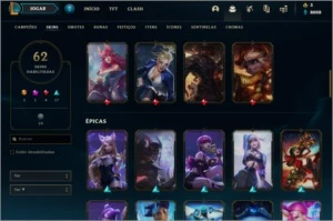 LEAGUE OF LEGENDS - LOL - CONTA PRATA 1 62 SKINS