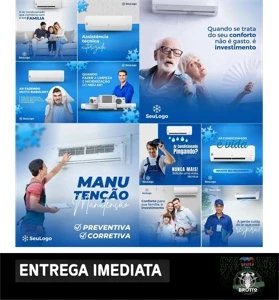 Pack 20 Arte Refrigeração Editável Canva - Serviços Digitais