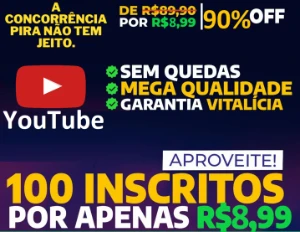 [Promoção] 100 Inscritos Youtube R$8,99 Reais | Garantida - Redes Sociais