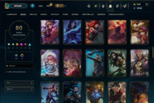 Bronze 4 com 140 Champs e 80 Skins +1 Rara ( JG / MID / SUP) - League of Legends LOL