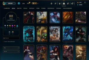 Bronze 4 com 140 Champs e 80 Skins +1 Rara ( JG / MID / SUP) - League of Legends LOL
