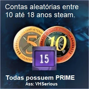 Contas aleatórias com PRIME CS:GO 10,11,12,13... ou 15 anos - Counter Strike