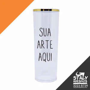 Long Drink Tranparente com Borda Dourada
