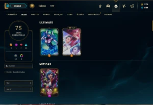 Conta  bronze 4 com 125 Champs e 75 Skins ( MAIN JG ) - League of Legends LOL
