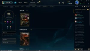 conta lol ex plat4, so 1 game md10, 97champs/25skins/85icons - League of Legends