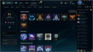 conta lol ex plat4, so 1 game md10, 97champs/25skins/85icons - League of Legends