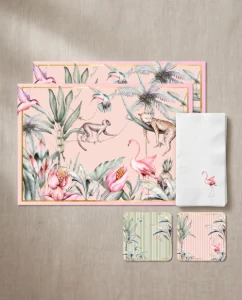 Mesa Coordenada – Kit Selva Tropical Rosa | 36 peças - Artesanato e Personalizados