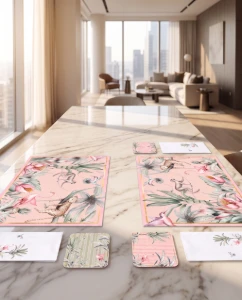 Mesa Coordenada – Kit Selva Tropical Rosa | 36 peças - Artesanato e Personalizados