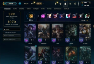 Bronze 3 com TODOS os champs e 332 Skins + 30 Maestrias 7 - League of Legends LOL