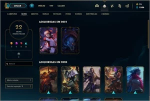 Conta prata 2 com 61 champs e 22 skins - League of Legends LOL
