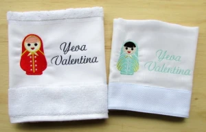 Kit Toalha e Fralda de Boca Bordadas e Personalizadas