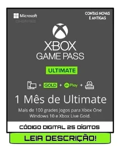 Xbox Game Pass Ultimate 1 Mês - Pc E Console - Gift Cards