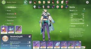 Conta Genshin Impact AR 7 com Baizhu e Qiqi ⭐