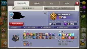 Conta clash of clans cv 9semi full faltando muros e feitiços