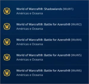 Conta Battle.net com 5 contas de WoW - Blizzard
