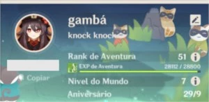 Kazuha + Hutao + Lança de Jade - AR50 - Genshin Impact