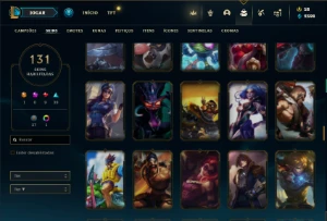 Unranked com 135 Champs e 131 Skins + 250k de Lee - League of Legends LOL