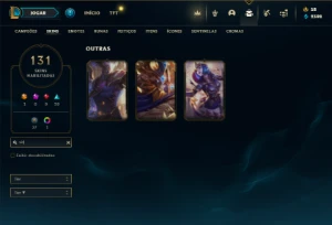 Unranked com 135 Champs e 131 Skins + 250k de Lee - League of Legends LOL