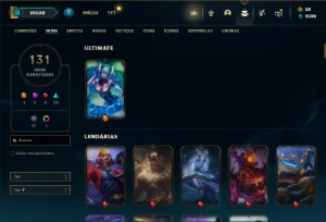 Unranked com 135 Champs e 131 Skins + 250k de Lee - League of Legends LOL