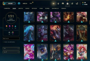 Unranked com 135 Champs e 131 Skins + 250k de Lee - League of Legends LOL