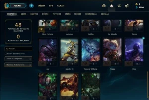 Conta prata 4 com 33 Champs e 10 Skins + 1 Fragmento - League of Legends LOL