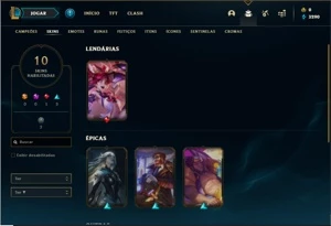 Conta prata 4 com 33 Champs e 10 Skins + 1 Fragmento - League of Legends LOL
