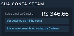 SALDO STEAM 300 REAIS - Outros