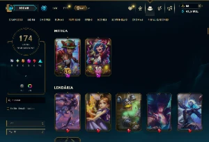 Bronze 4 com TODOS os champs e 174 Skins ( SUP / ADC / JG ) - League of Legends LOL