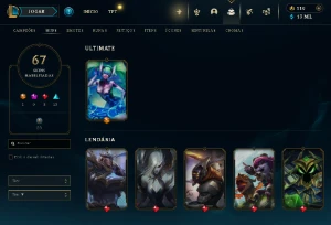 Conta Lol Full Acesso - Lvl 251 - 67 Skins - 130+ Campeões - League of Legends