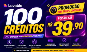 100 Créditos Lovable — Direto na Sua Conta - Inteligência Artificial