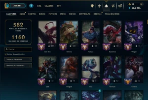 Platina 2 com TODOS os Champs e 199 Skins ( JG / MID / ADC ) - League of Legends LOL