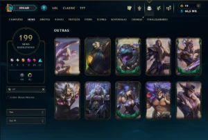 Platina 2 com TODOS os Champs e 199 Skins ( JG / MID / ADC ) - League of Legends LOL