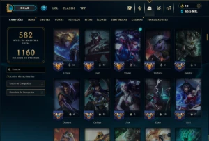 Platina 2 com TODOS os Champs e 199 Skins ( JG / MID / ADC ) - League of Legends LOL