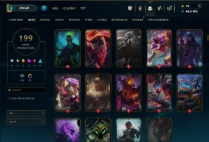 Platina 2 com TODOS os Champs e 199 Skins ( JG / MID / ADC ) - League of Legends LOL