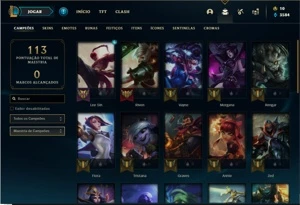 Conta Unranked com 10 Skins e 34 Champs - League of Legends LOL