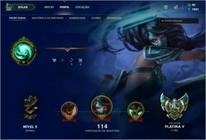 Platina V na Flex / Prata 1 SoloQ ~ 55 campeões ~ 9 skins - League of Legends LOL