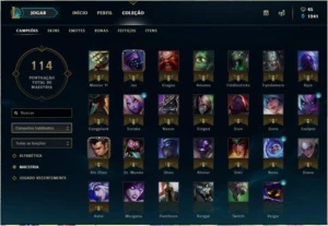 Platina V na Flex / Prata 1 SoloQ ~ 55 campeões ~ 9 skins - League of Legends LOL