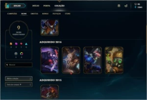 Platina V na Flex / Prata 1 SoloQ ~ 55 campeões ~ 9 skins - League of Legends LOL
