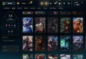 Unranked com 90 Champs e 34 Skins + 3 Vitoriosas - League of Legends LOL