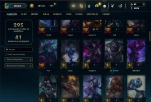 Unranked com 90 Champs e 34 Skins + 3 Vitoriosas - League of Legends LOL