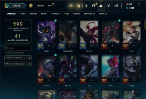 Unranked com 90 Champs e 34 Skins + 3 Vitoriosas - League of Legends LOL