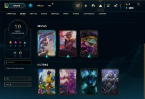 Unranked com 40 Champs e 10 Skins - League of Legends LOL
