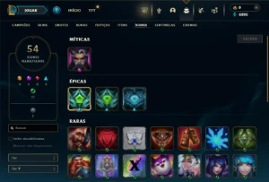 Unranked com 40 Champs e 10 Skins - League of Legends LOL