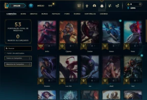 Unranked com 40 Champs e 10 Skins - League of Legends LOL
