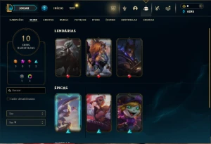 Unranked com 40 Champs e 10 Skins - League of Legends LOL