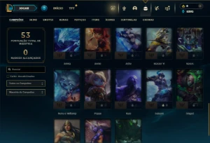 Unranked com 40 Champs e 10 Skins - League of Legends LOL