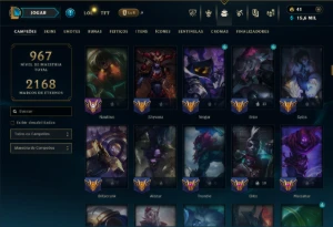 Prata 1 com TODOS os Champs e 356 Skins ( JG / SUP ) - League of Legends LOL