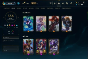 Prata 1 com TODOS os Champs e 356 Skins ( JG / SUP ) - League of Legends LOL