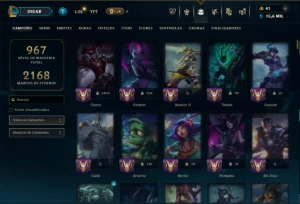 Prata 1 com TODOS os Champs e 356 Skins ( JG / SUP ) - League of Legends LOL